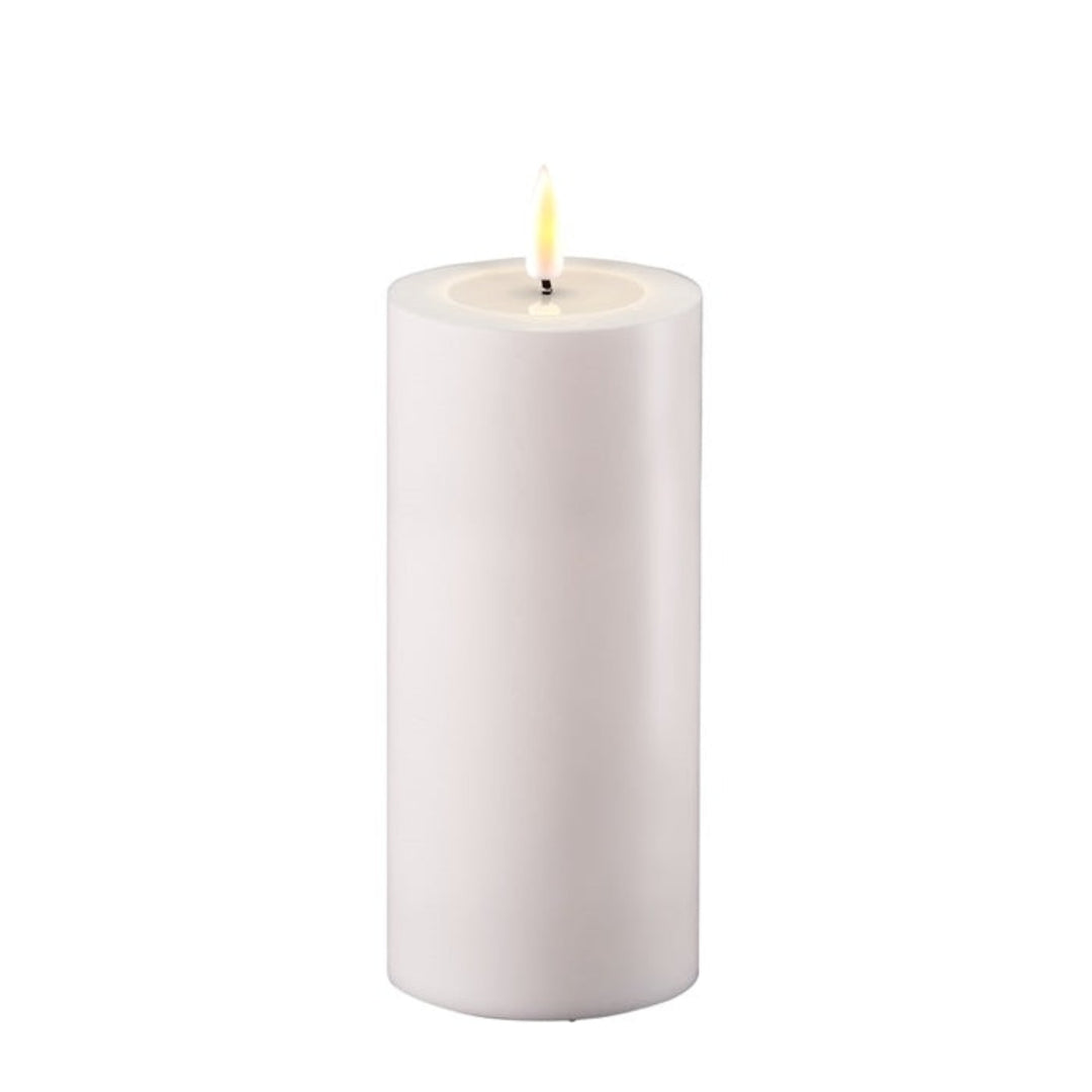 Outdoor White Real Look Melted Pillar Candle