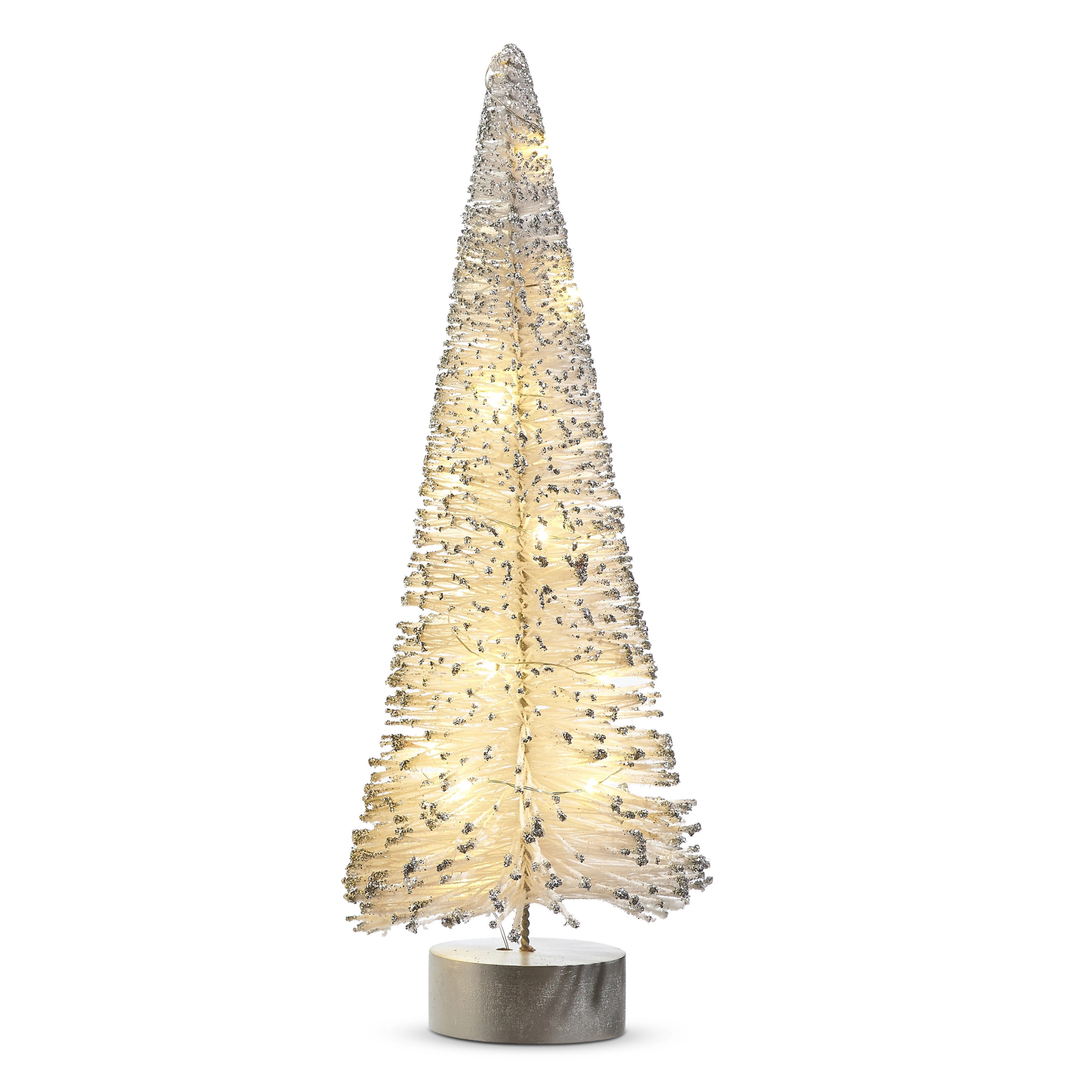 Lighted White Bottle Brush Tree