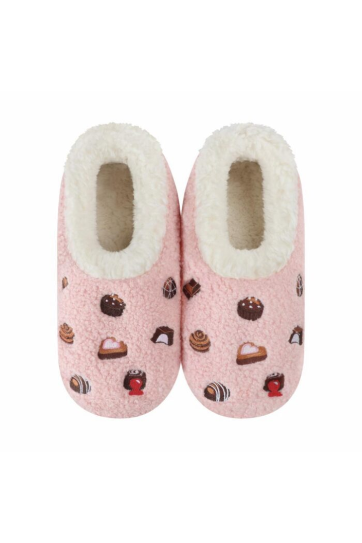 Snoozies Mini Embroidered Chocolate Slippers