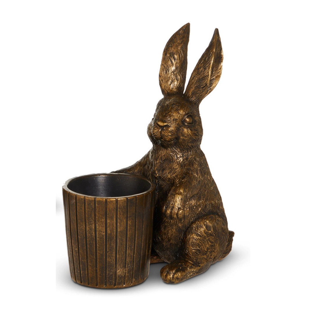 Antique Gold Bunny With Basket