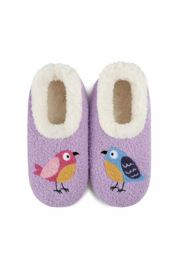 Snoozies Large Embroidered Quirky Birds Slippers