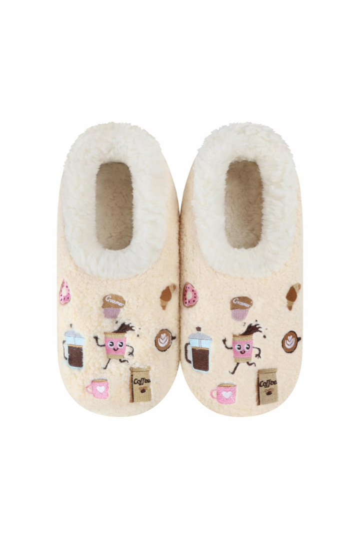 Snoozies Mini Embroidered Coffee Slippers