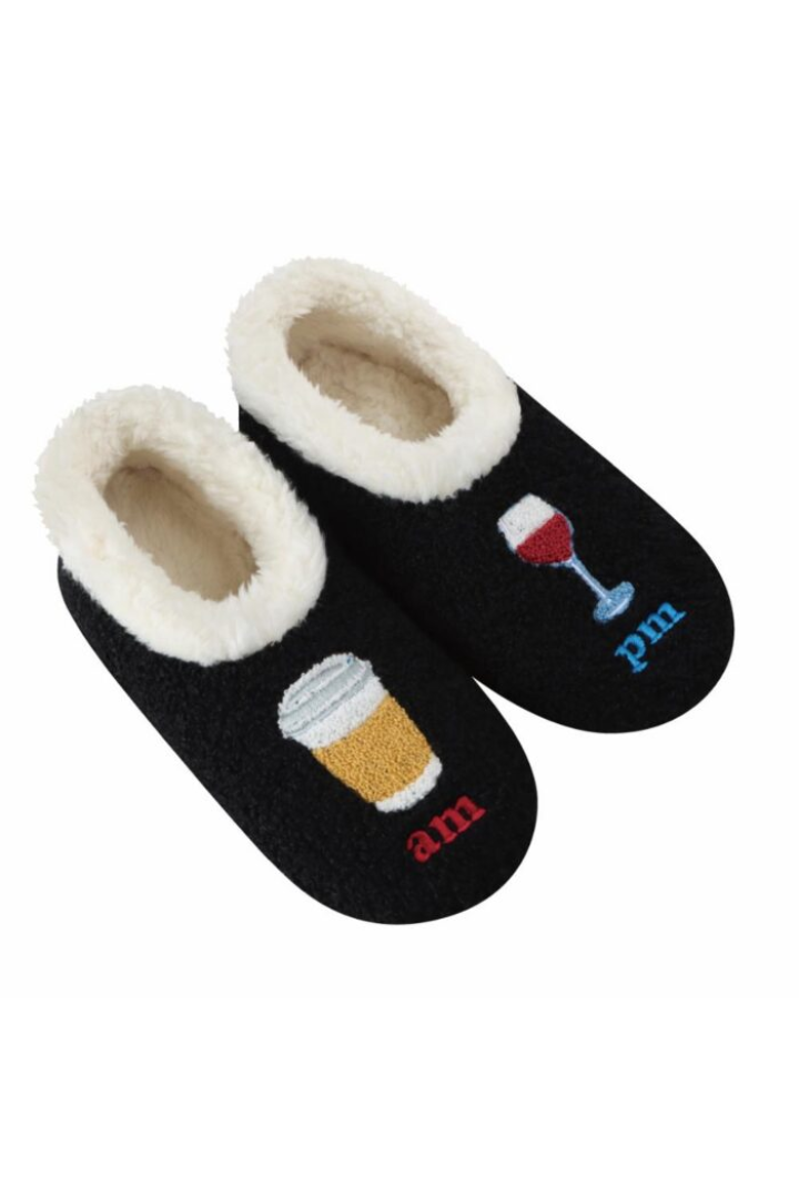 Snoozies Large Embroidered AM/PM Slippers