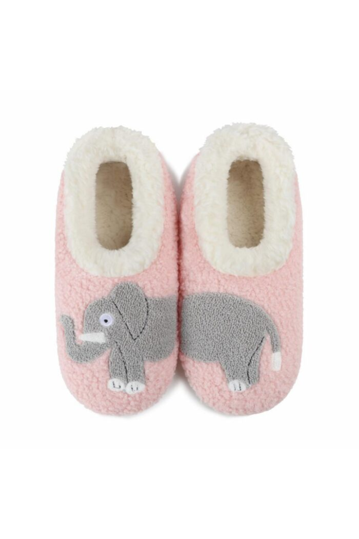 Snoozies Large Embroidered Elephant Slippers