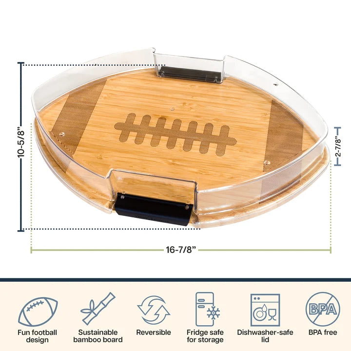 Football Flip Serve & Store Charcuterie Board & Lid