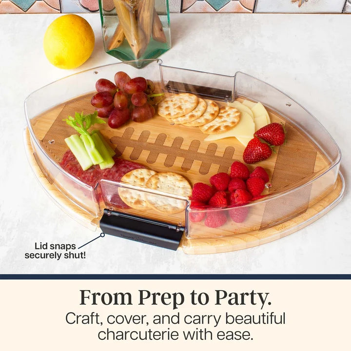 Football Flip Serve & Store Charcuterie Board & Lid