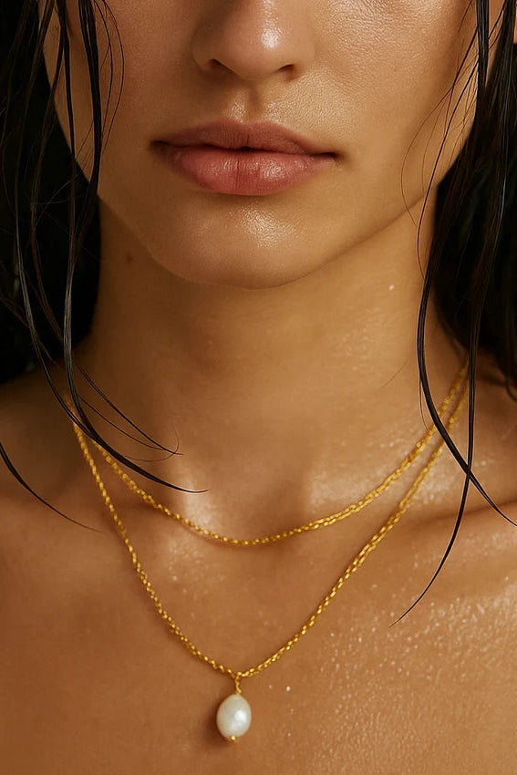 Ellie Vail Jalen Double Chain Pearl Necklace