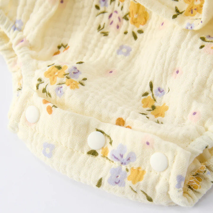 Muslin Floral Smocked Baby Romper & Hat
