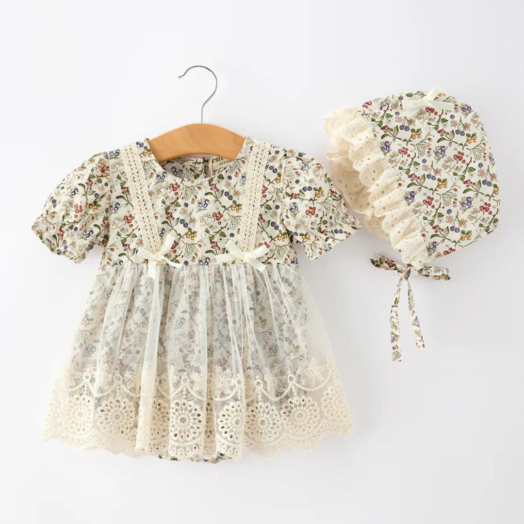 Floral Lace Baby Romper & Hat