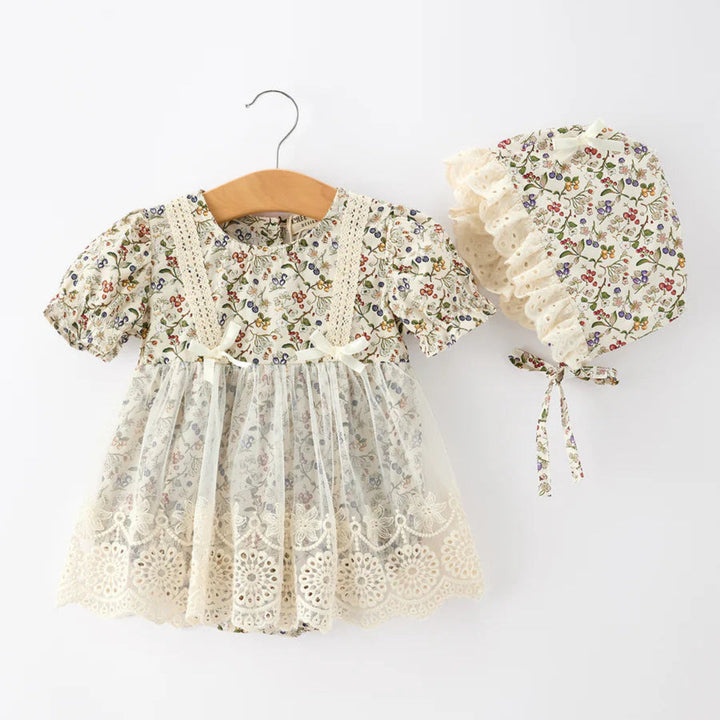 Floral Lace Baby Romper & Hat