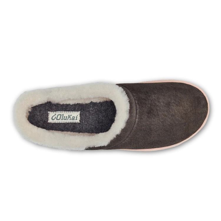 Olukai Mani Dark Oak Women’s Leather Mule Slippers