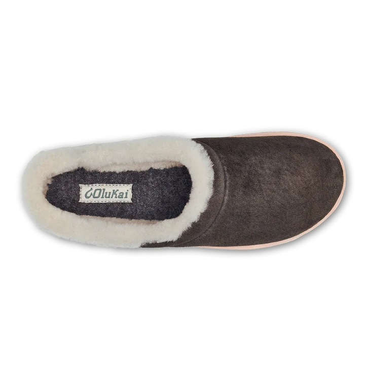 Olukai Mani Dark Oak Women’s Leather Mule Slippers
