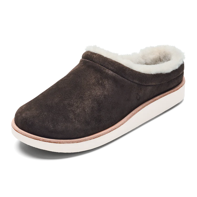 Olukai Mani Dark Oak Women’s Leather Mule Slippers