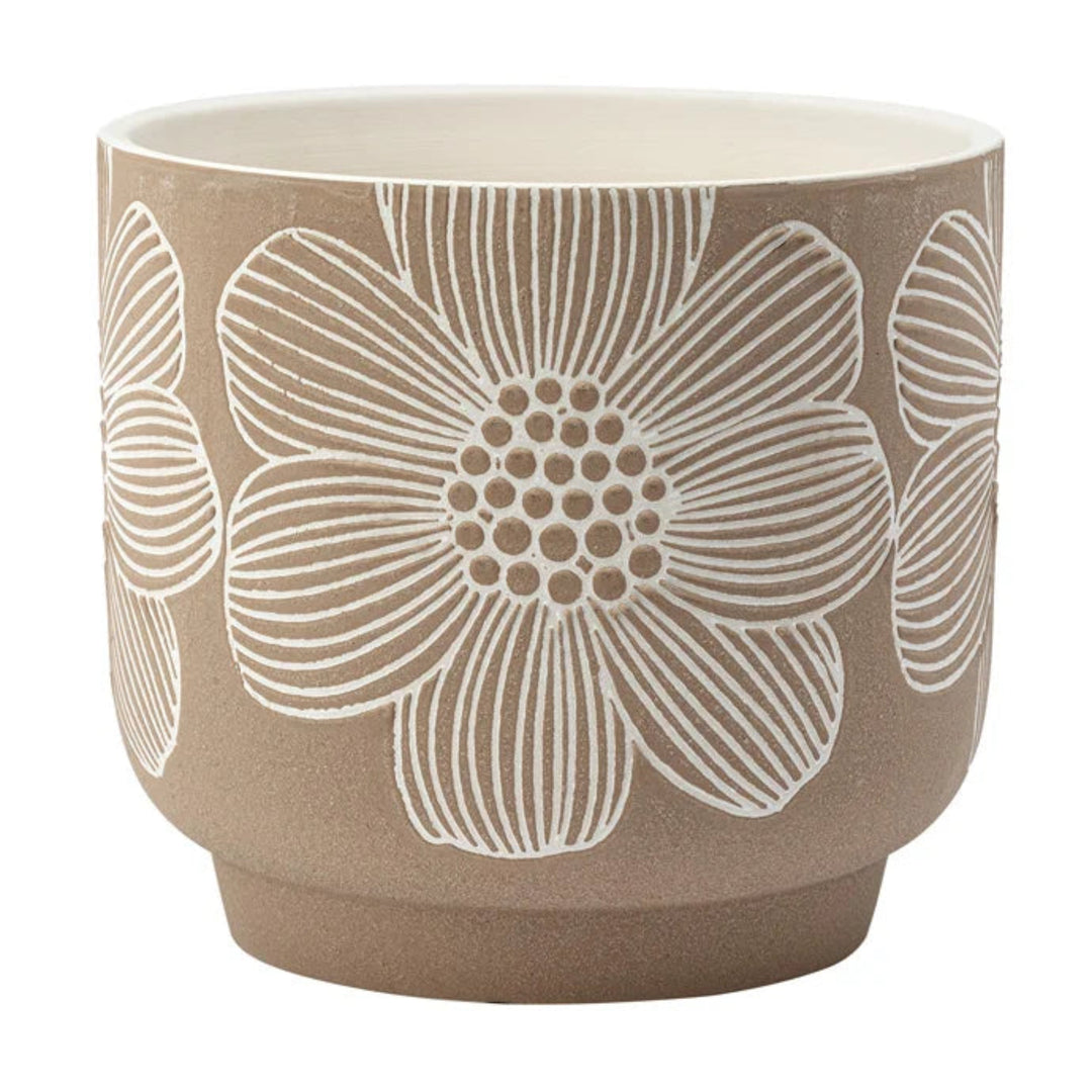 Brown Etched Flower Planter