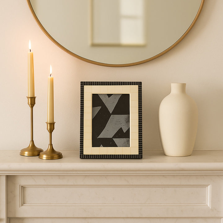 Ivory & Black Etched Border Frame