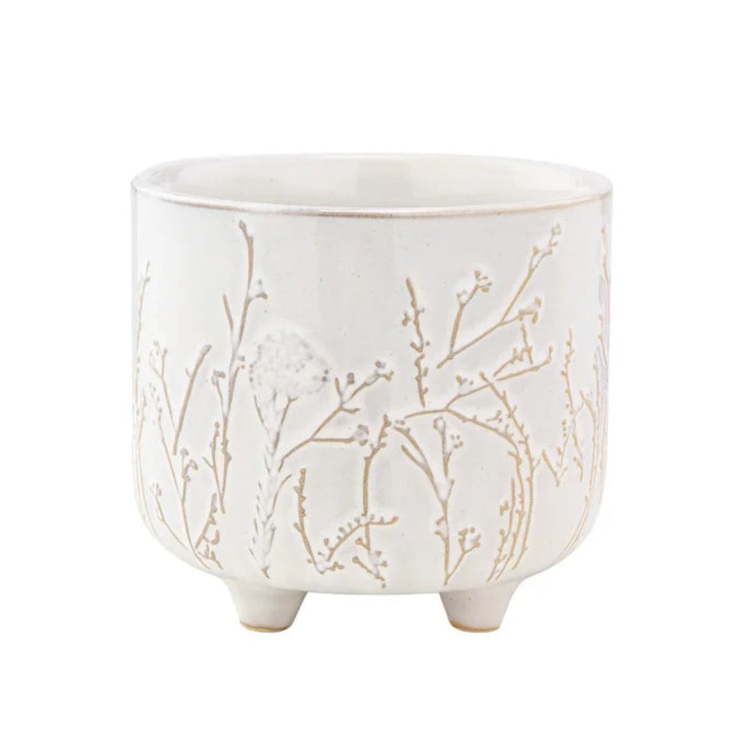 White Brambles Footed Planter