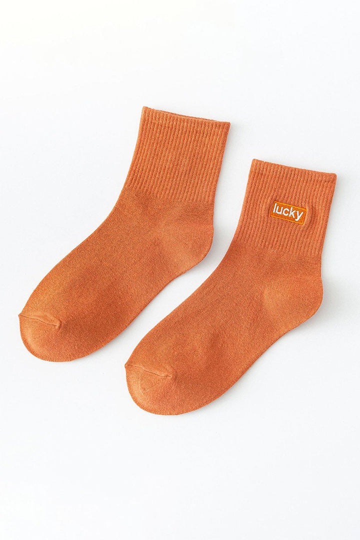 Lucky Embroidered Crew Socks