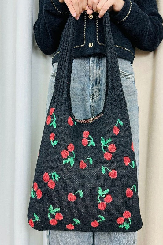 Cherry Crochet Tote Bag