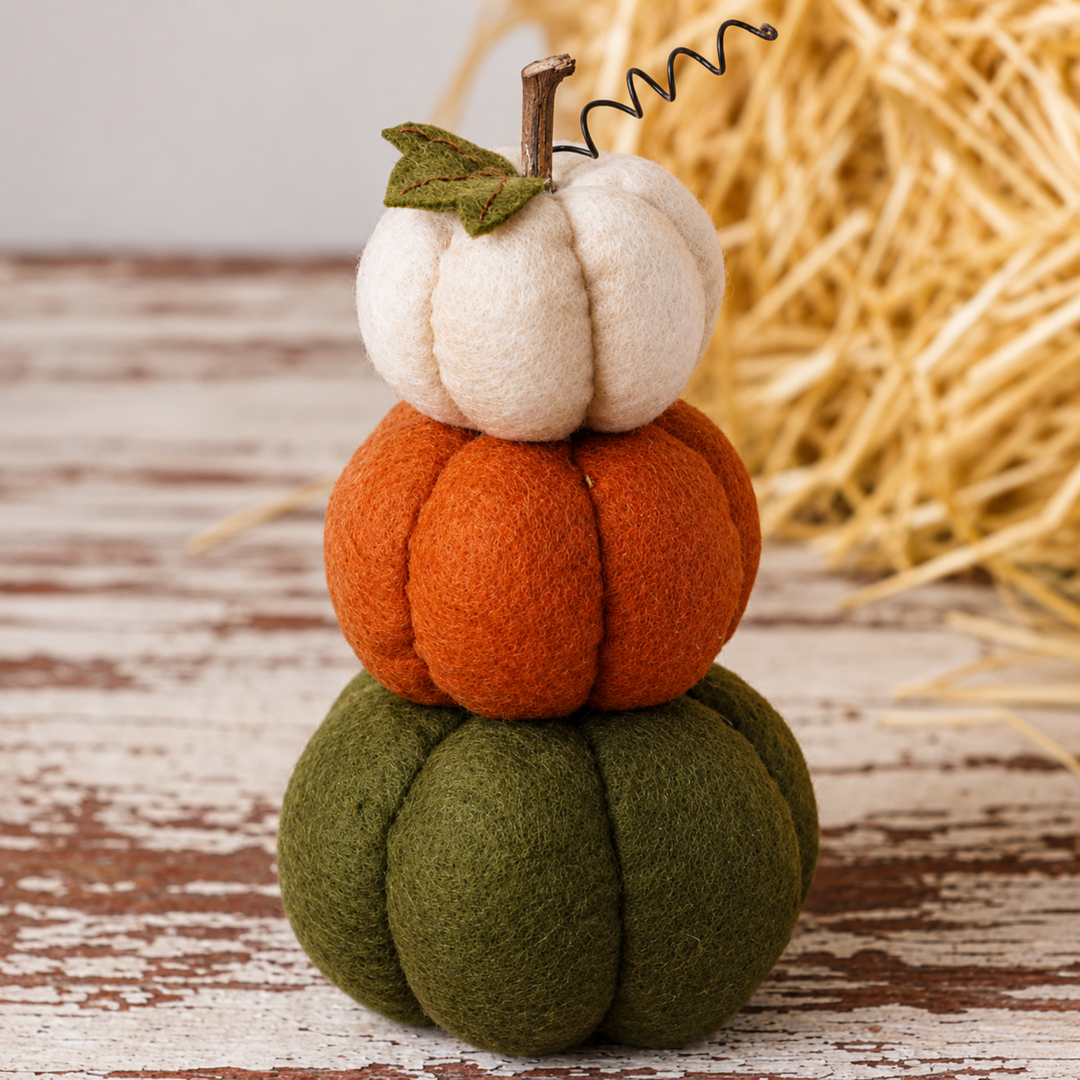 Stacked Felt Pumpkins
