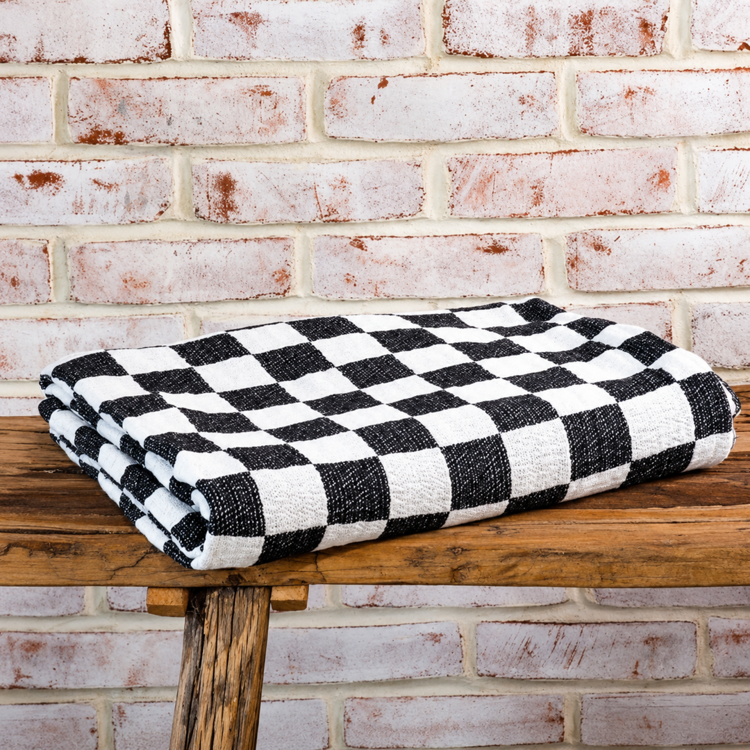 Charcoal Checkered Throw