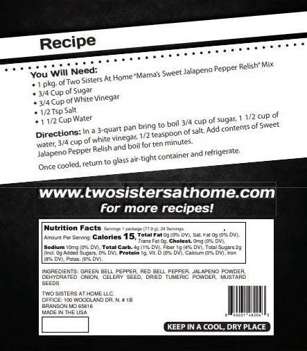 Mama's Sweet Jalapeno Pepper Relish