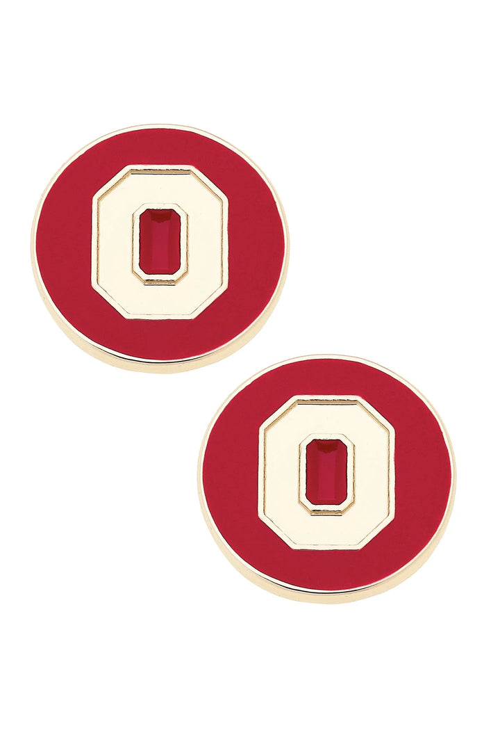 Ohio State Logo Circle Stud Earrings