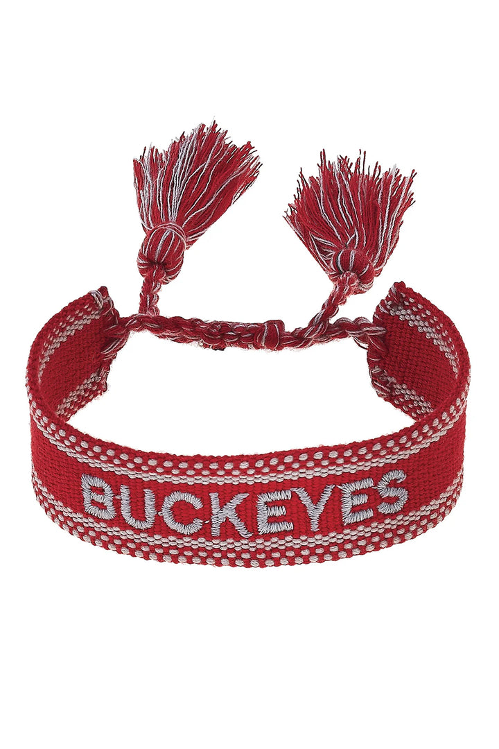 Ohio State Buckeyes Woven Tassel Bracelet