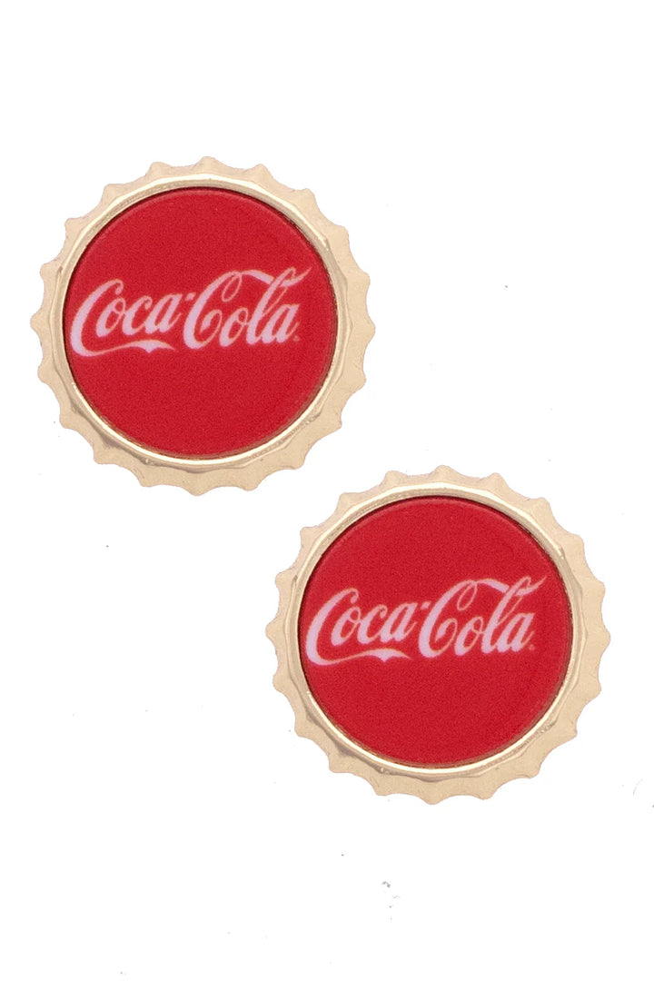 Coca Cola Bottle Cap Stud Earrings