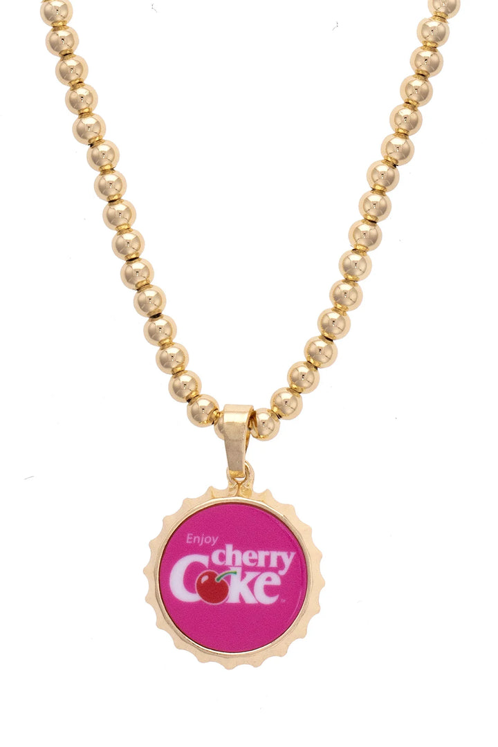 Cherry Coke Bottle Cap Necklace