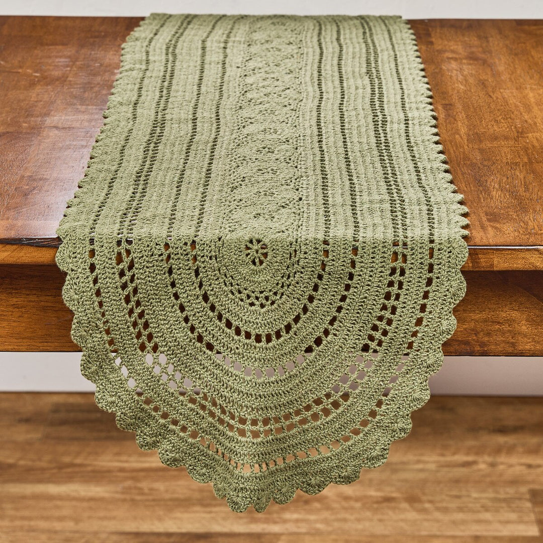 Matcha Green Crochet Table Runner