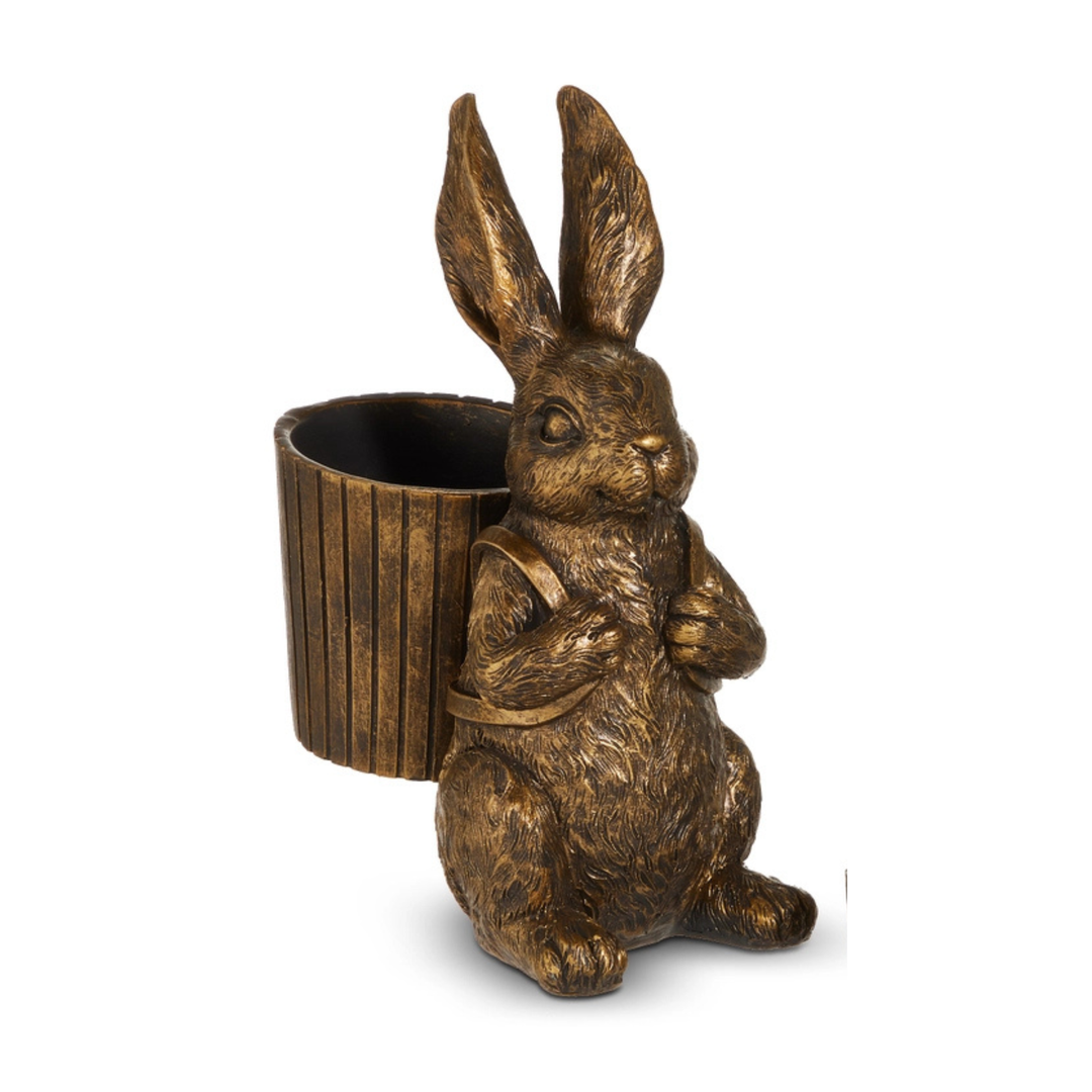 Antique Gold Bunny With Basket