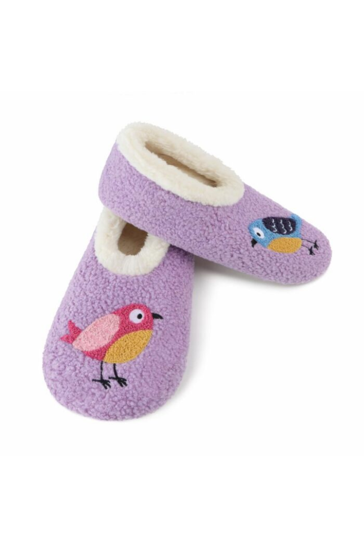 Snoozies Large Embroidered Quirky Birds Slippers