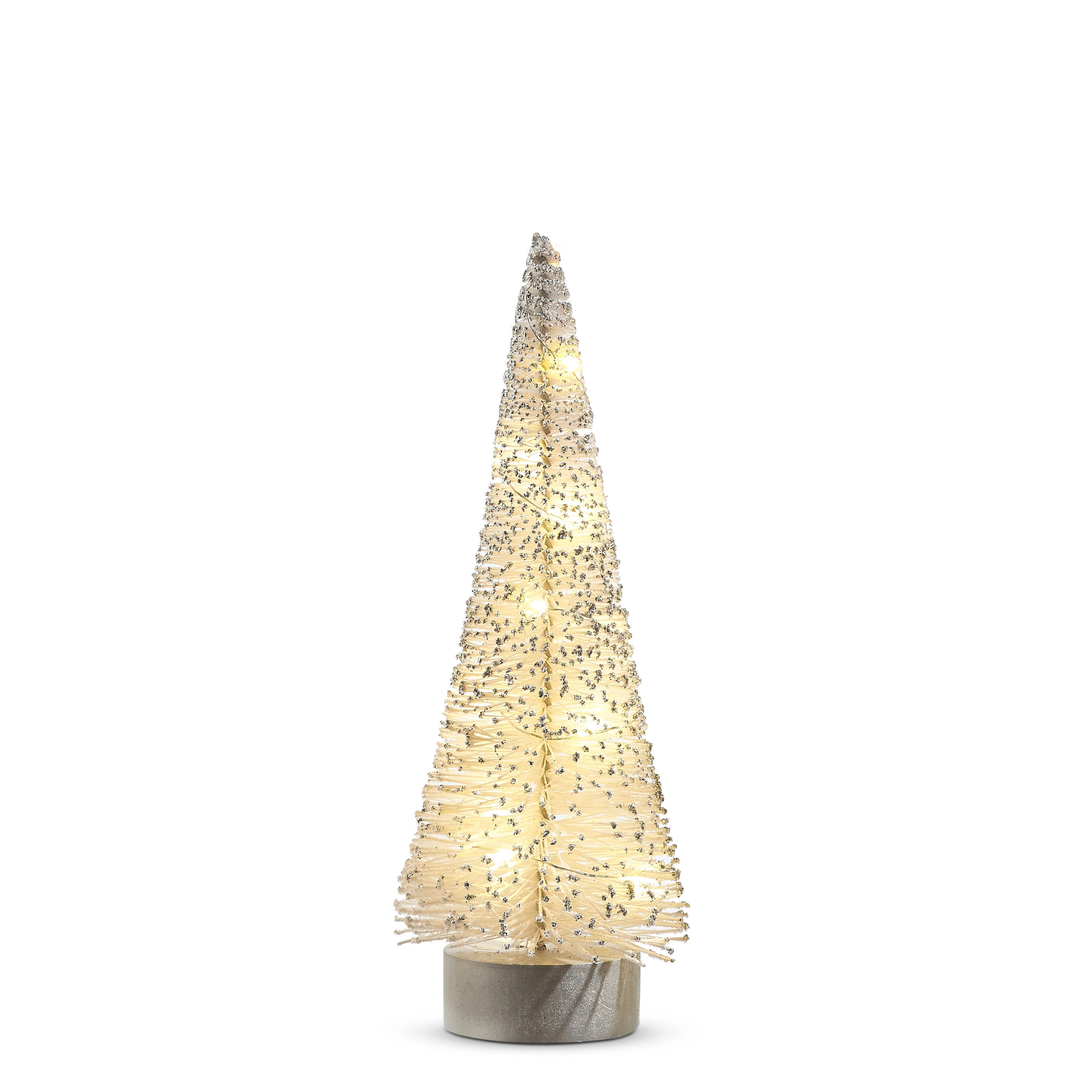 Lighted White Bottle Brush Tree