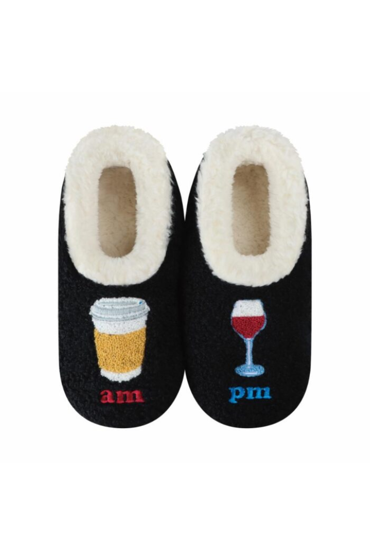 Snoozies Large Embroidered AM/PM Slippers