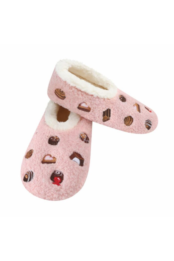 Snoozies Mini Embroidered Chocolate Slippers