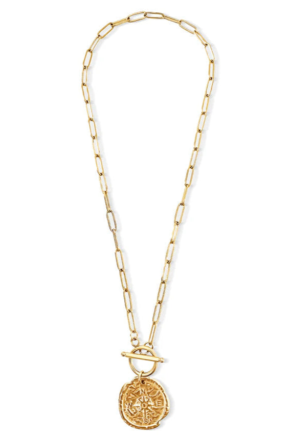 Ellie Vail Asher Compass Pendant Toggle Chain Necklace