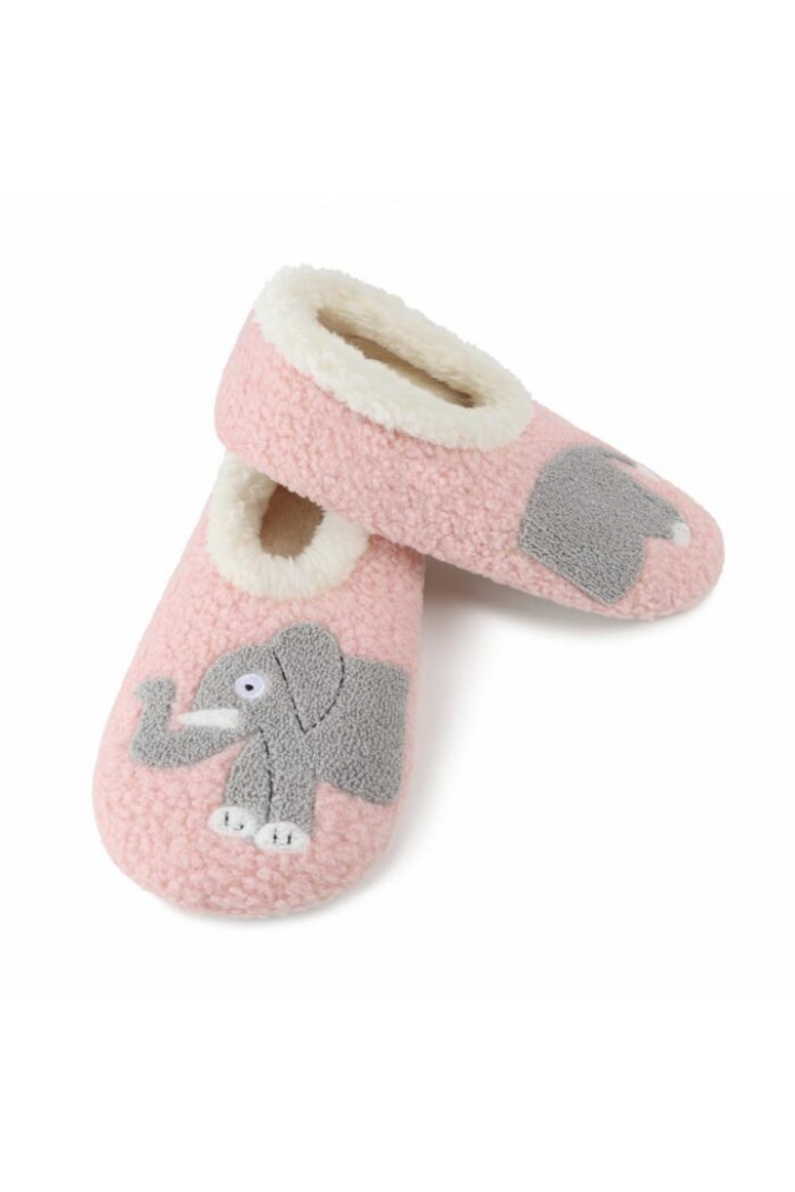 Snoozies Large Embroidered Elephant Slippers