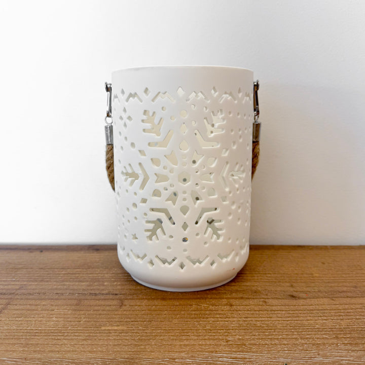 White Snowflake Cutout Lantern