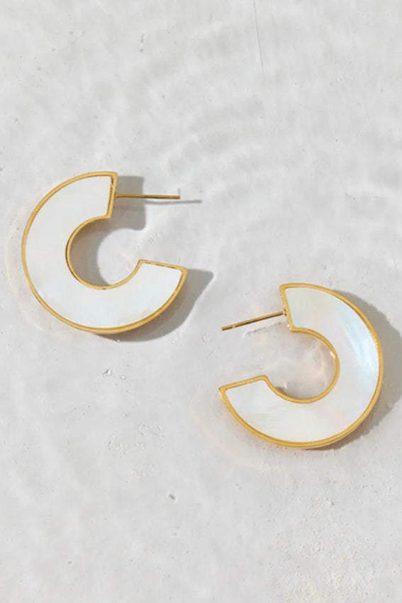 Ellie Vail Dua Mother Of Pearl Medium Hoop Earring