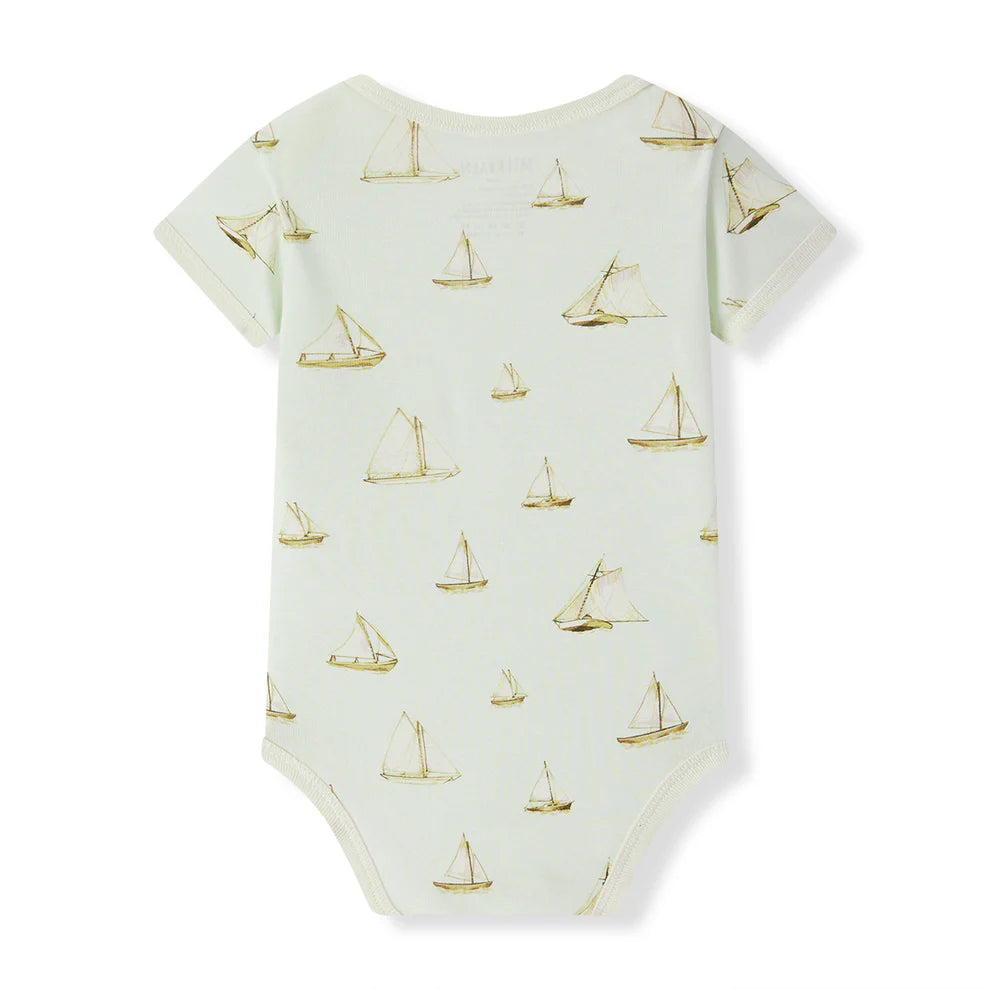 Milkbarn Sailboat Melody Short Sleeve Onesie