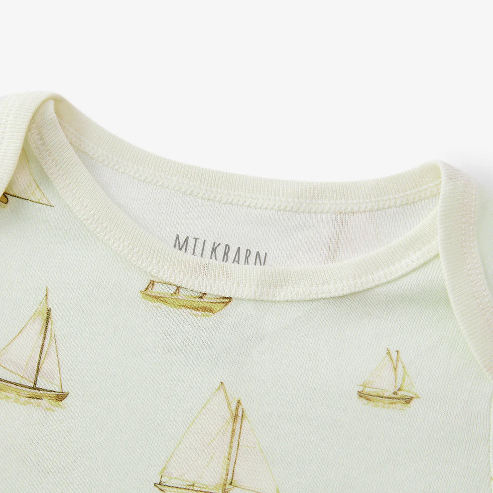 Milkbarn Sailboat Melody Short Sleeve Onesie