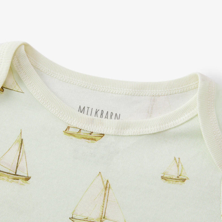 Milkbarn Sailboat Melody Short Sleeve Onesie