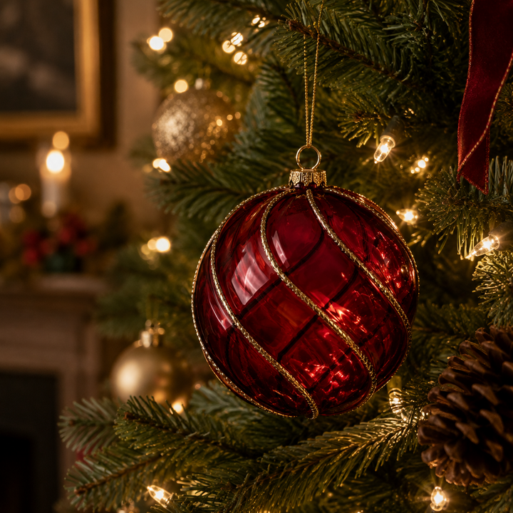 Red Swirl Ball Ornament