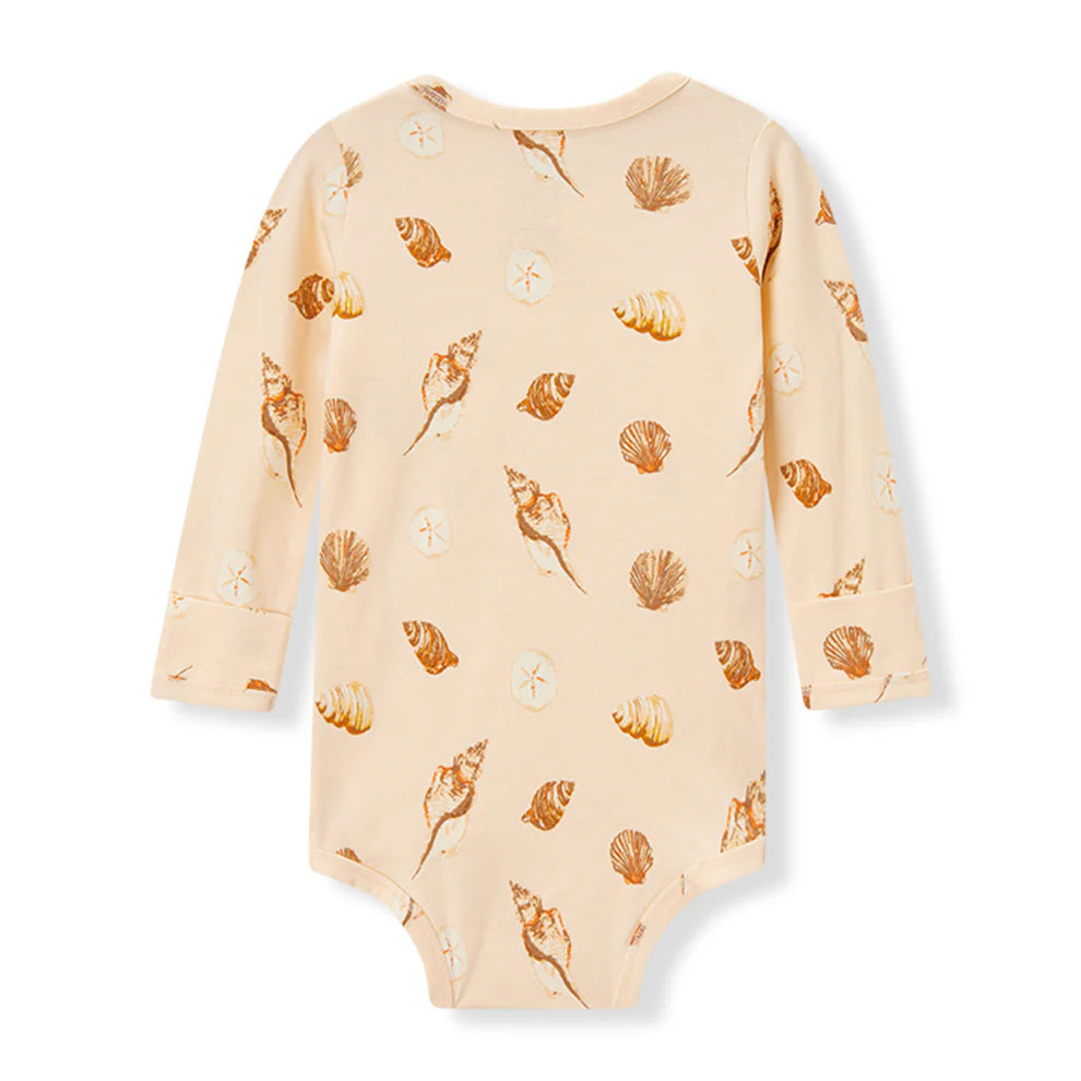 Seashells Crossover Long Sleeve Onesie