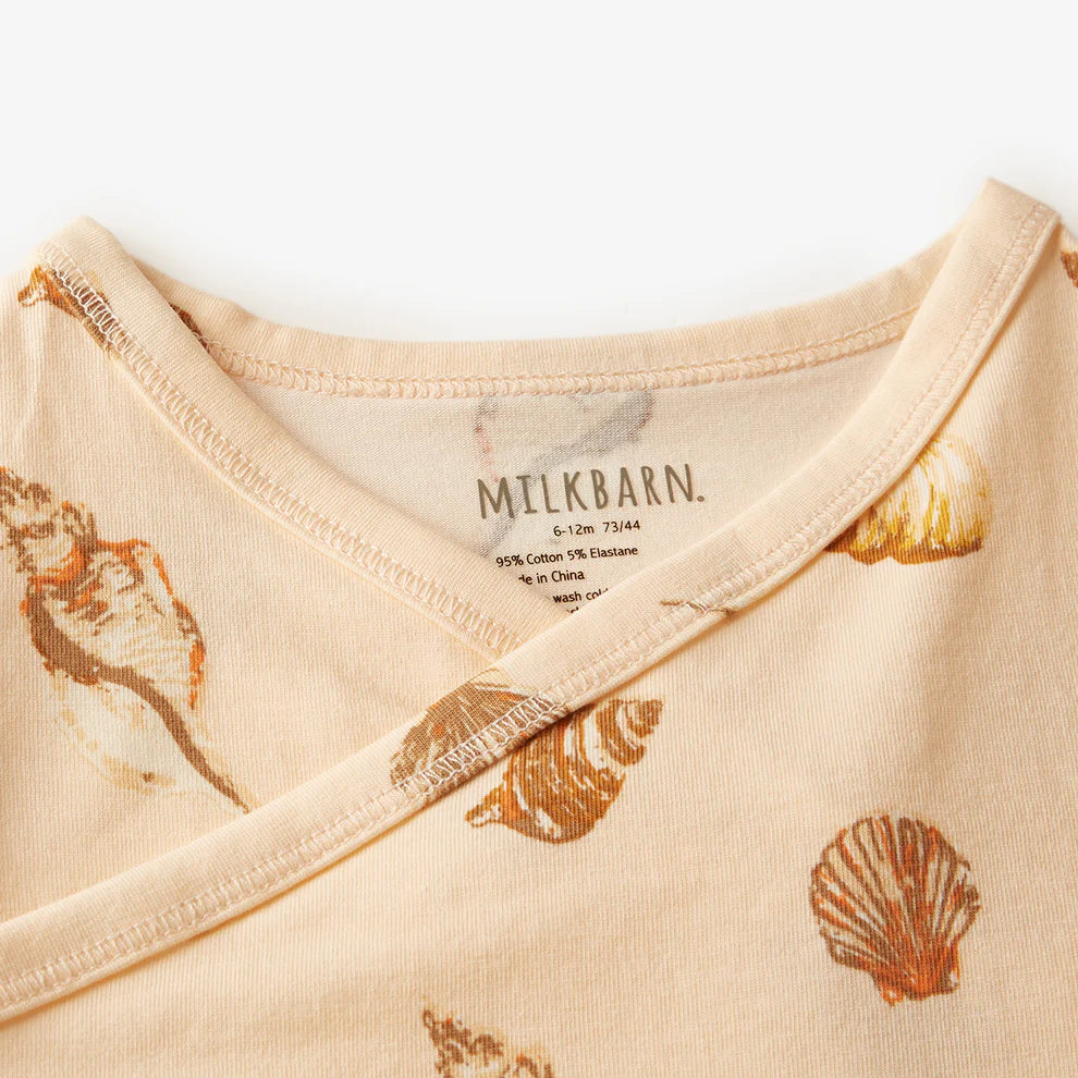 Seashells Crossover Long Sleeve Onesie