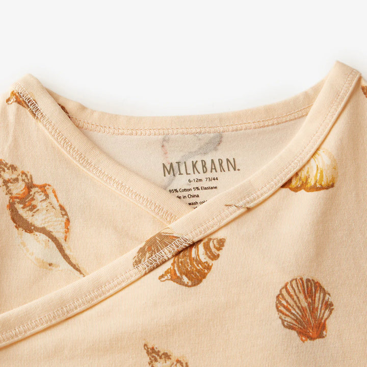 Seashells Crossover Long Sleeve Onesie