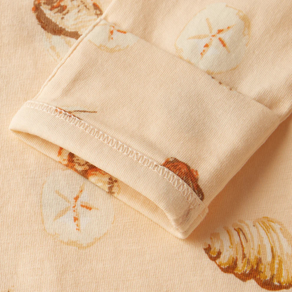 Seashells Crossover Long Sleeve Onesie