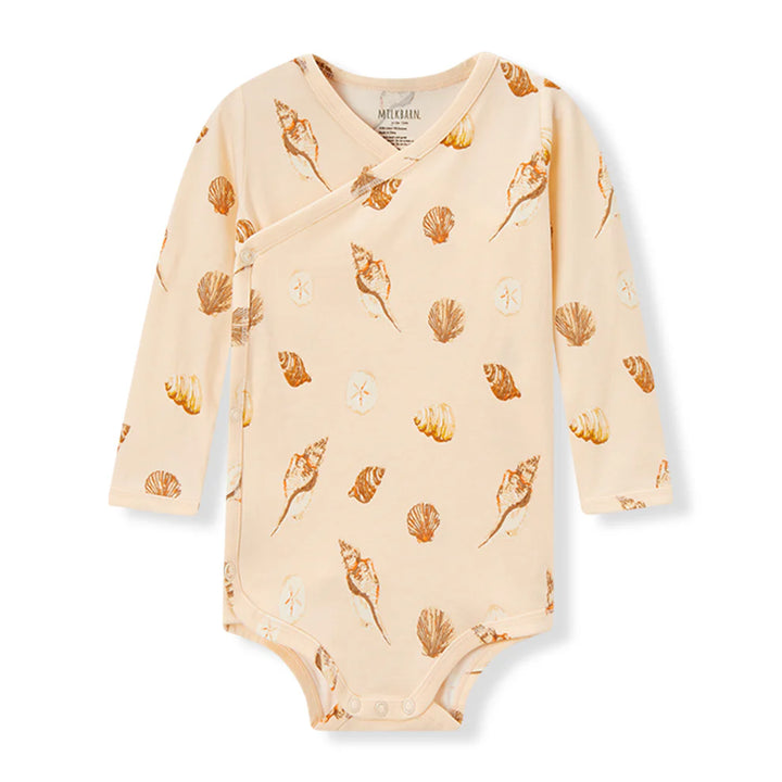 Seashells Crossover Long Sleeve Onesie