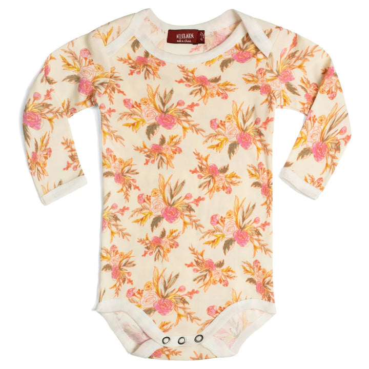 Vintage Floral Organic Cotton Long Sleeve Onesie