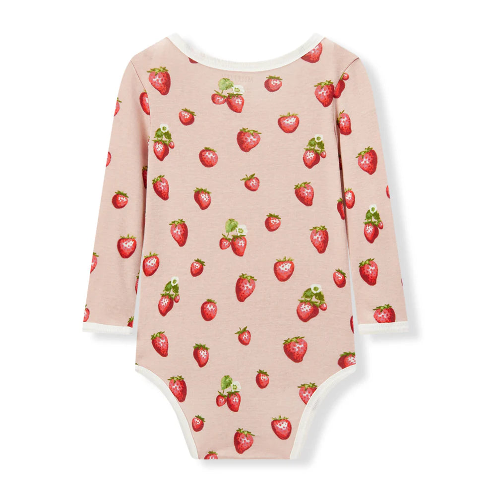 Milkbarn Strawberry Long Sleeve Onesie